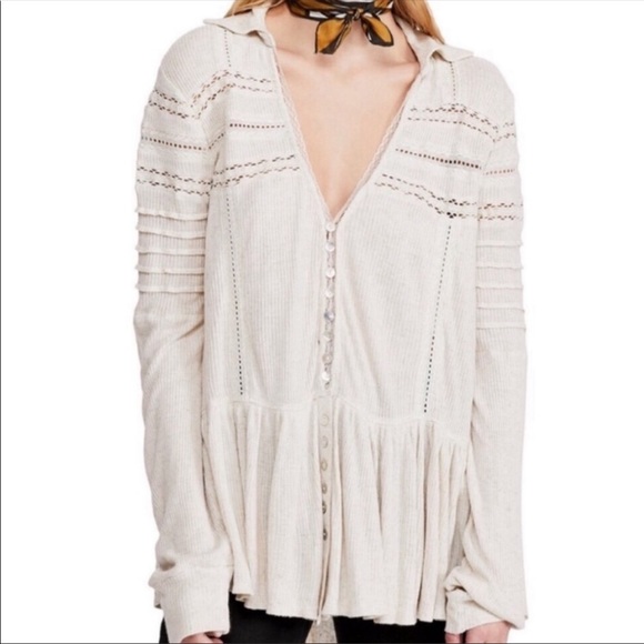 Free People Set to stun white tunic top XS - Picture 11 of 14